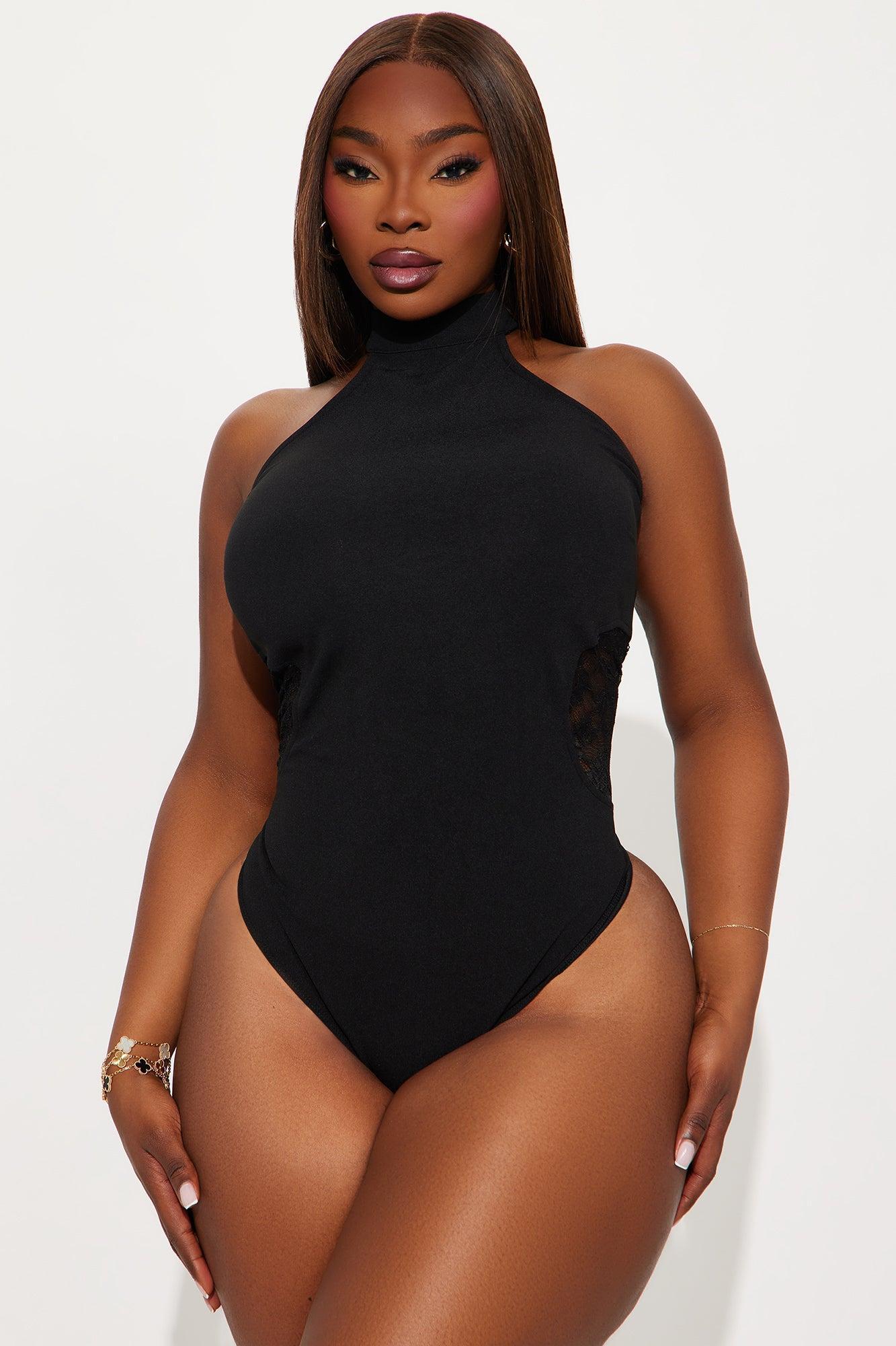 Moonlit Charm Mock Neck Bodysuit - Black Female Product Image