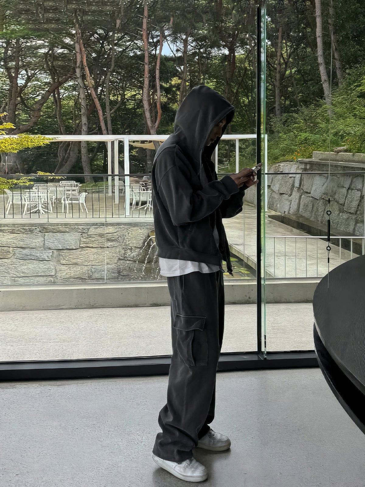 RT No. 12445 DARK GRAY ZIP HOODIE & CARGO SWEATPANTS Product Image