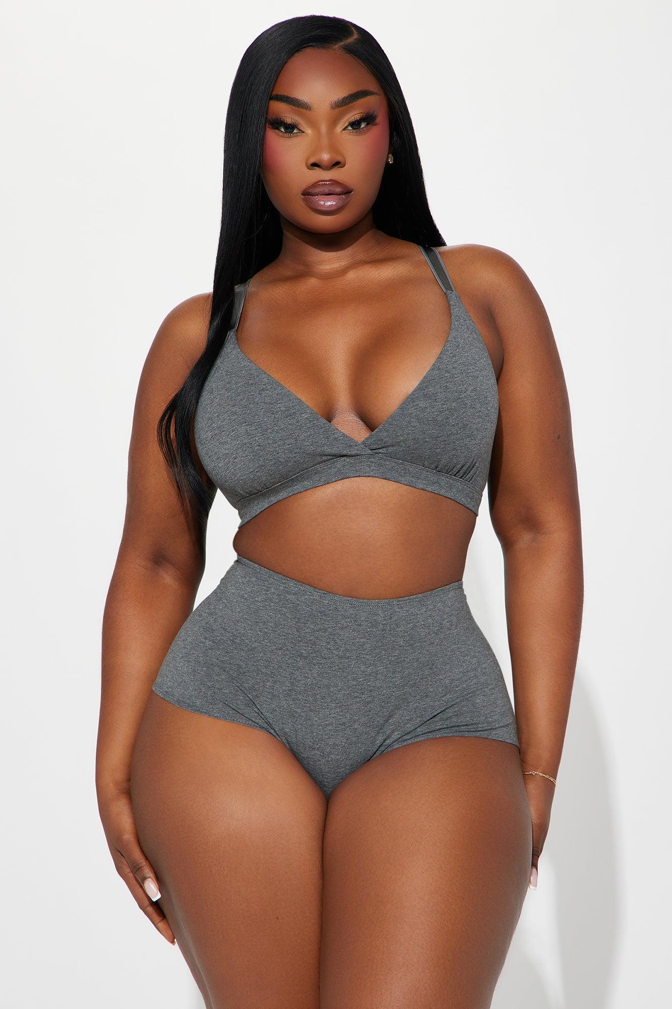 Nova Cotton Triangle Bralette - Charcoal Product Image