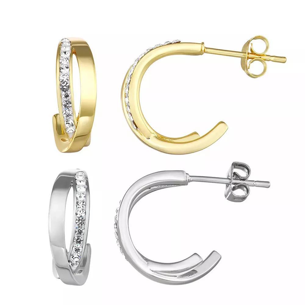 Chrystina Two-Tone Crystal C-Hoop Earring Set, Women's, Two Tone Product Image