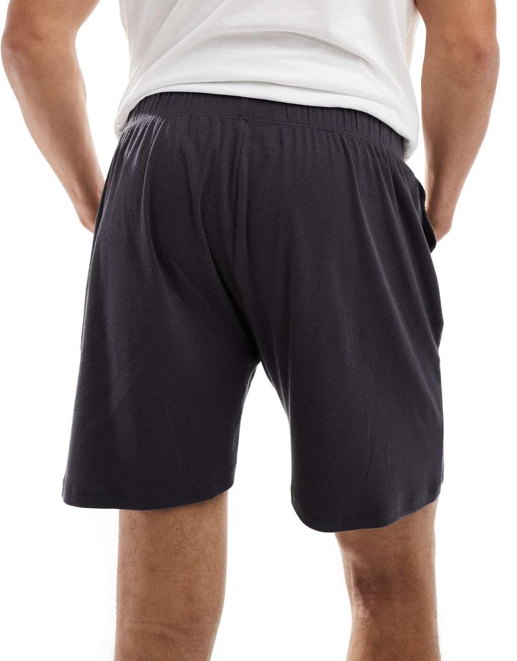 ASOS DESIGN capsule collection rib lounge short in charcoal Product Image