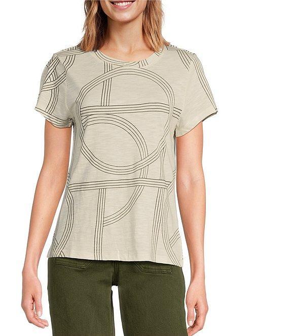 Sanctuary The Perfect Tee Graphic Line Print Crew Neck Knit Top Product Image