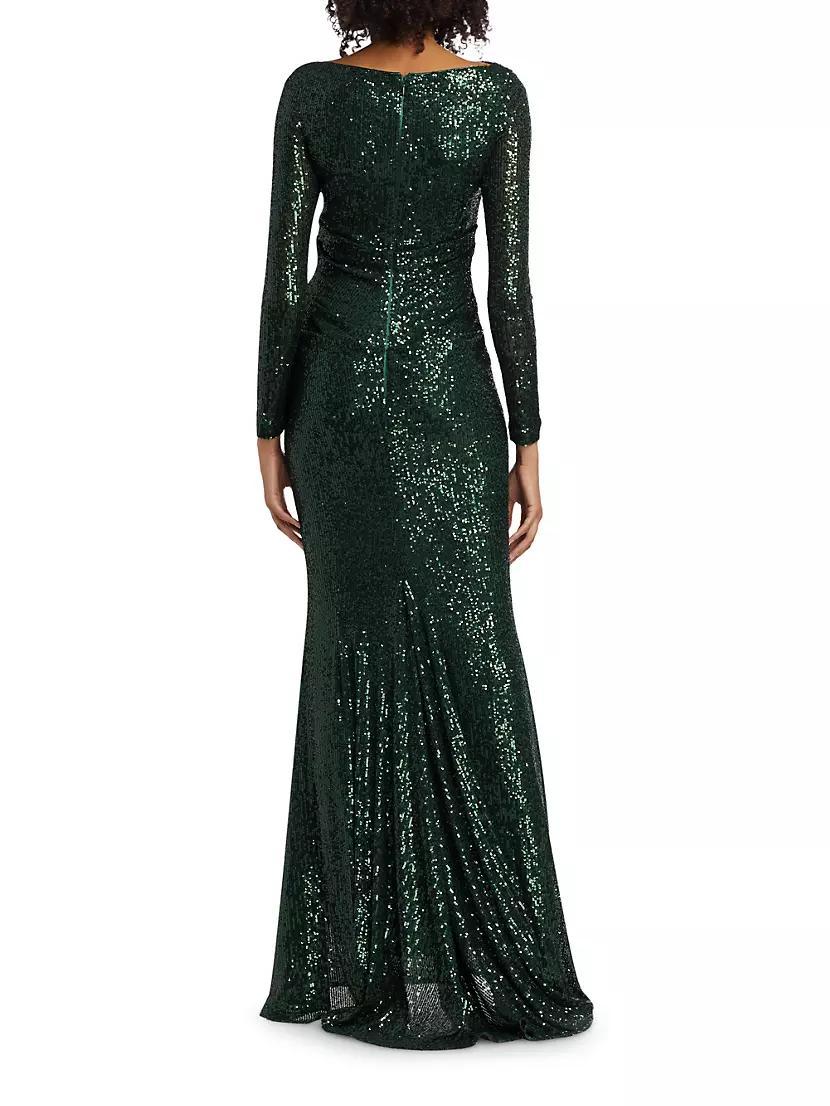 Sequined Long-Sleeve Mermaid Gown Product Image