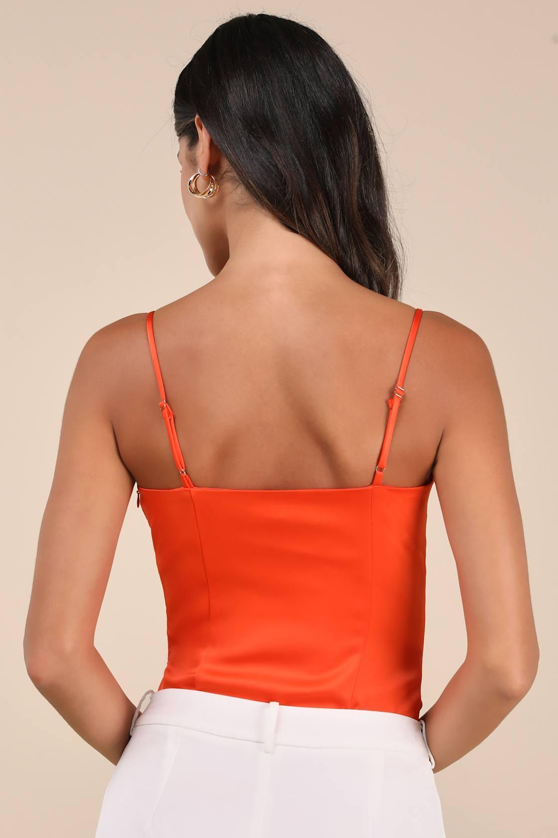 Niley Bright Orange Seashell Bustier Bodysuit Product Image