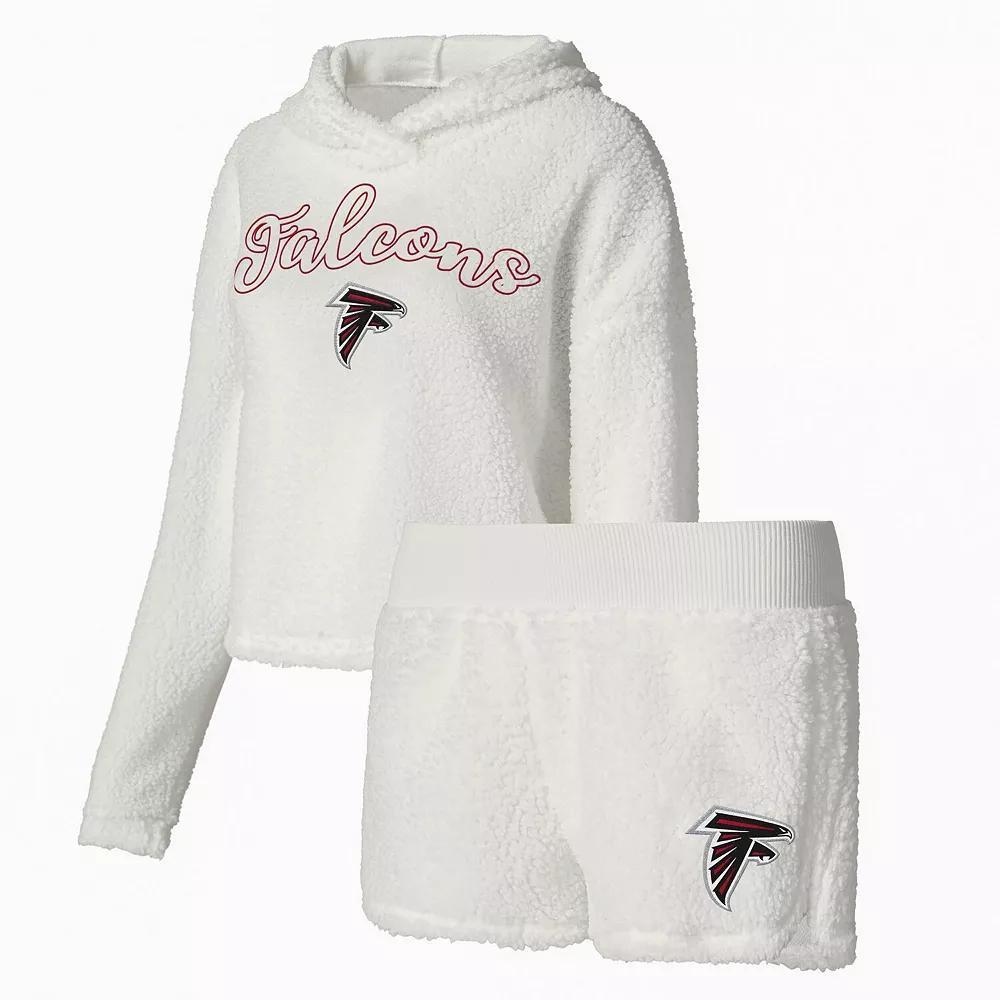 Women's Concepts Sport  White Atlanta Falcons Fluffy Pullover Sweatshirt & Shorts Sleep Set, Size: 2XL Product Image