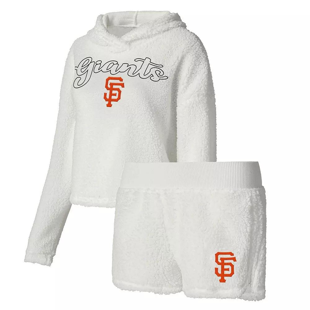 Women's Concepts Sport Cream San Francisco Giants Fluffy Hoodie Top & Shorts Sleep Set, Size: Medium, Beige Product Image