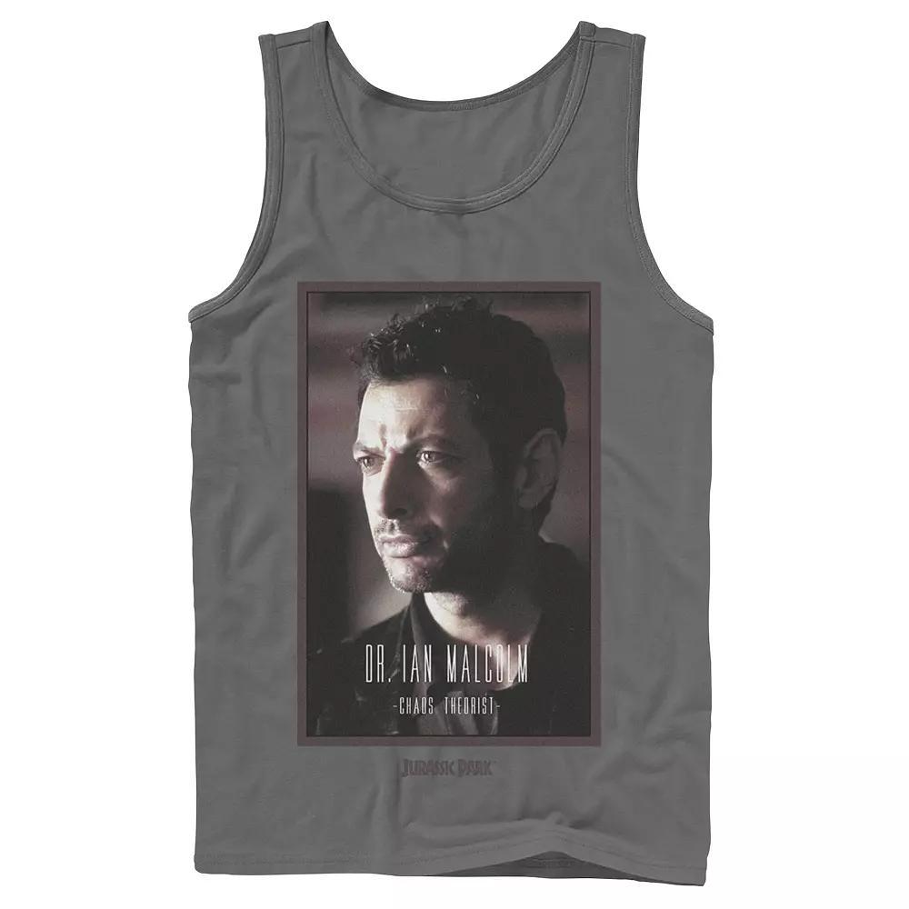Men's Jurassic Park Dr. Ian Malcolm Chaos Theorist Graphic Tank Top, Size: Small, Grey Product Image