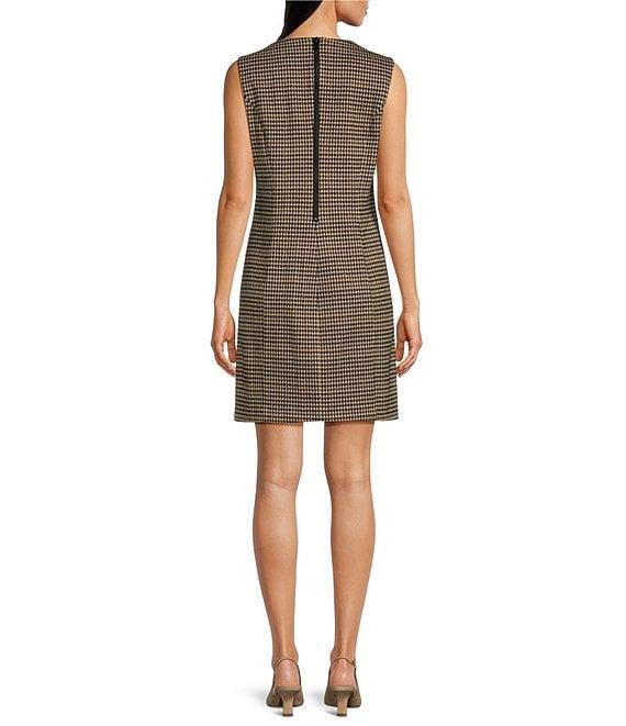 Liverpool Los Angeles Houndstooth Stretch Round Neck Sleeveless Dress Product Image