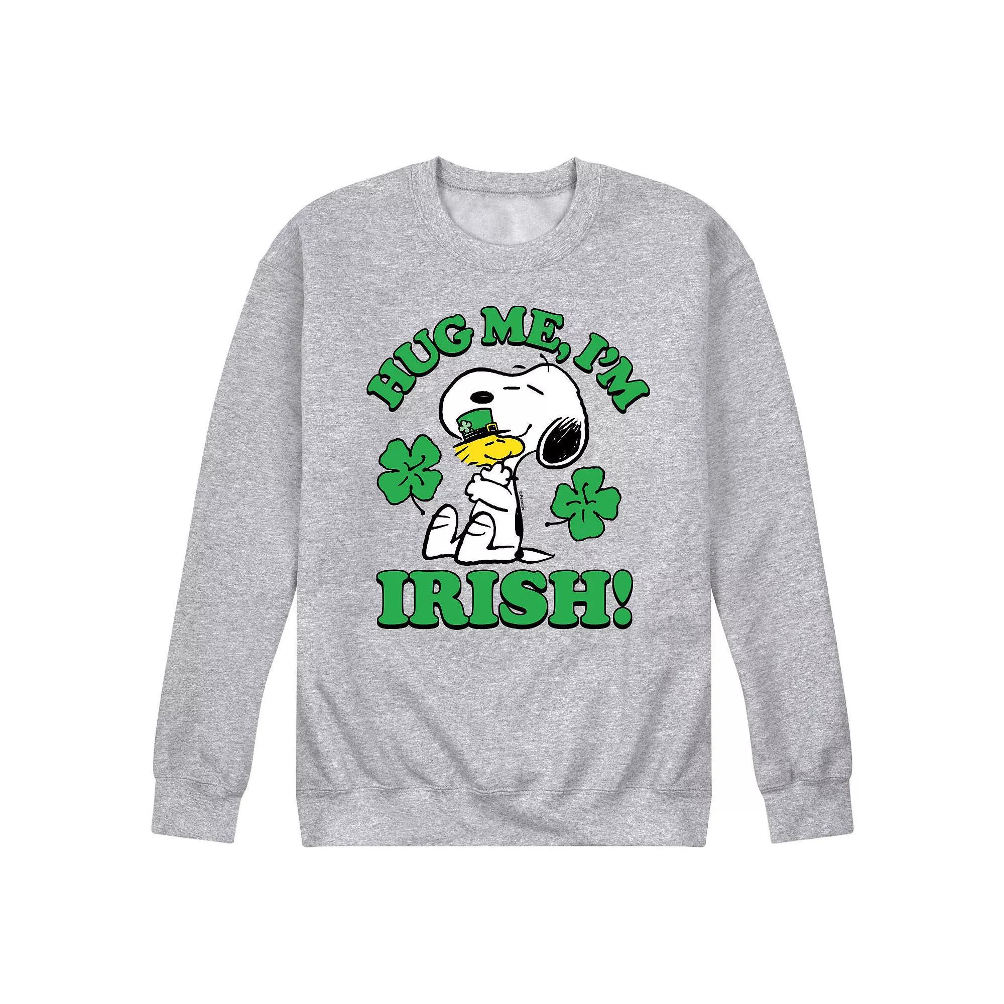 Mens Peanuts Hug Me Im Irish Long Sleeve Grey Gray Product Image