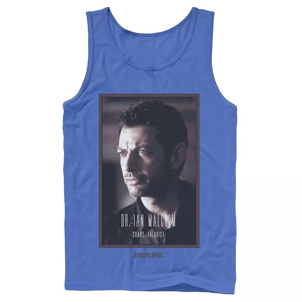 Men's Jurassic Park Dr. Ian Malcolm Chaos Theorist Graphic Tank Top, Size: Medium, Royal Product Image