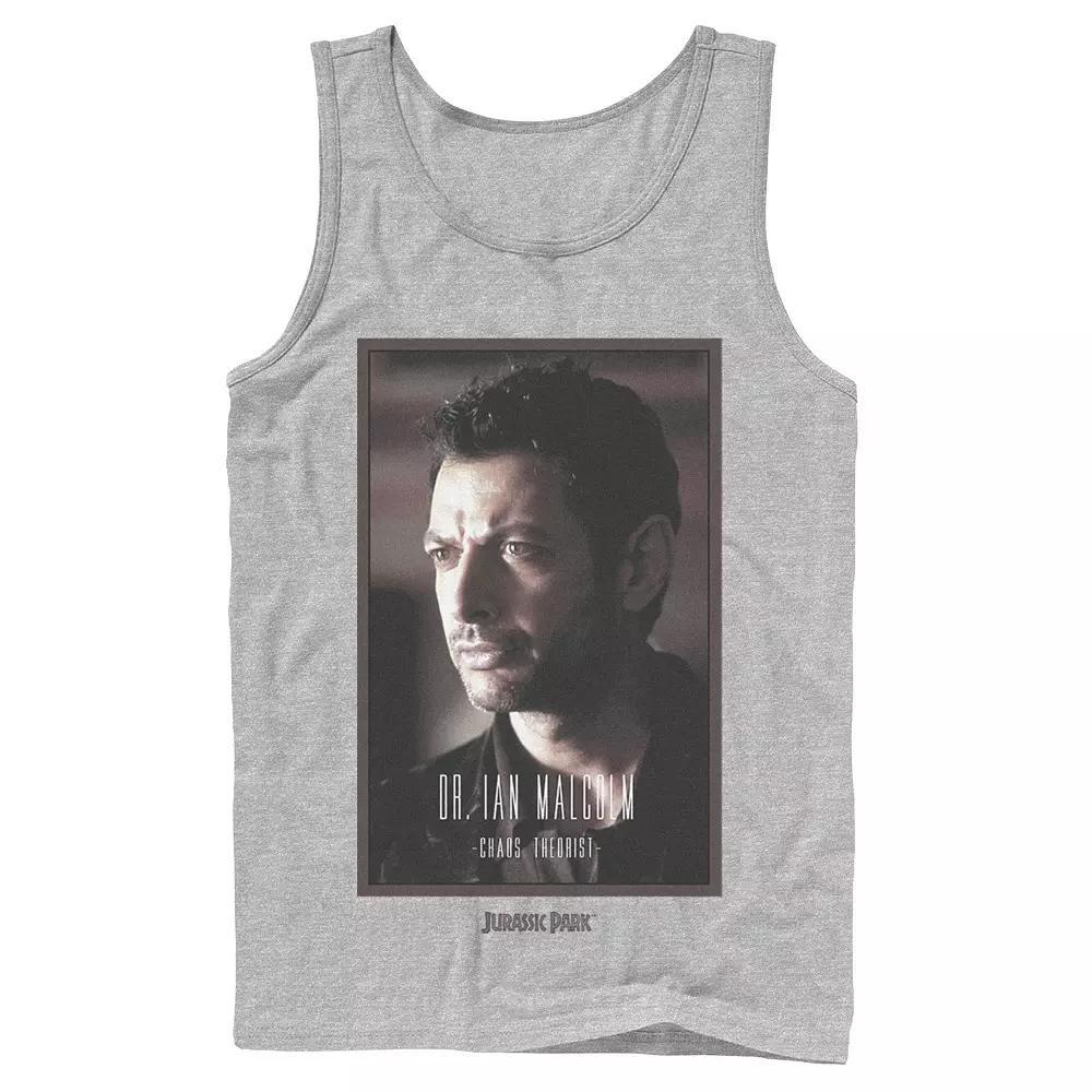 Men's Jurassic Park Dr. Ian Malcolm Chaos Theorist Graphic Tank Top, Size: Small, Grey Product Image
