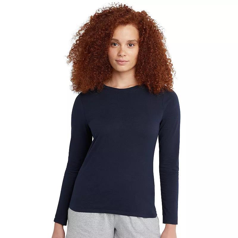 Women's Hanes® Originals Long Sleeve Crewneck Tee, Size: XXL, Pink Swish Product Image