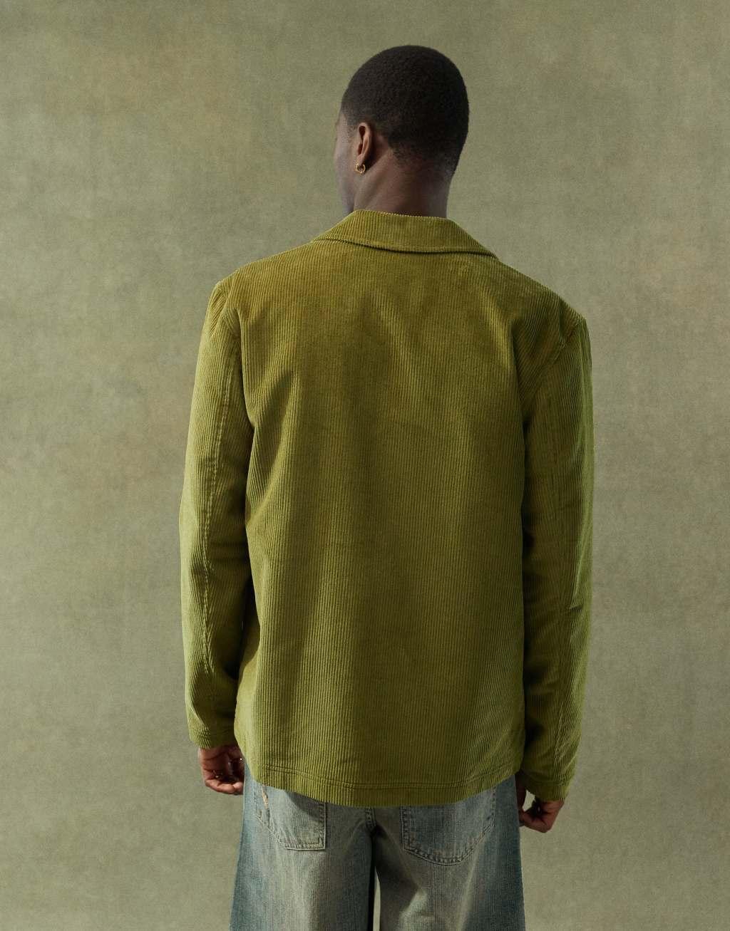 ASOS DESIGN corduroy worker jacket in green Product Image