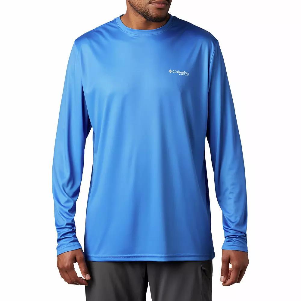 Men's Columbia PFG Terminal Tackle™ Fins & Stripes Long Sleeve T-Shirt, Size: Large, Vivid Blue Product Image