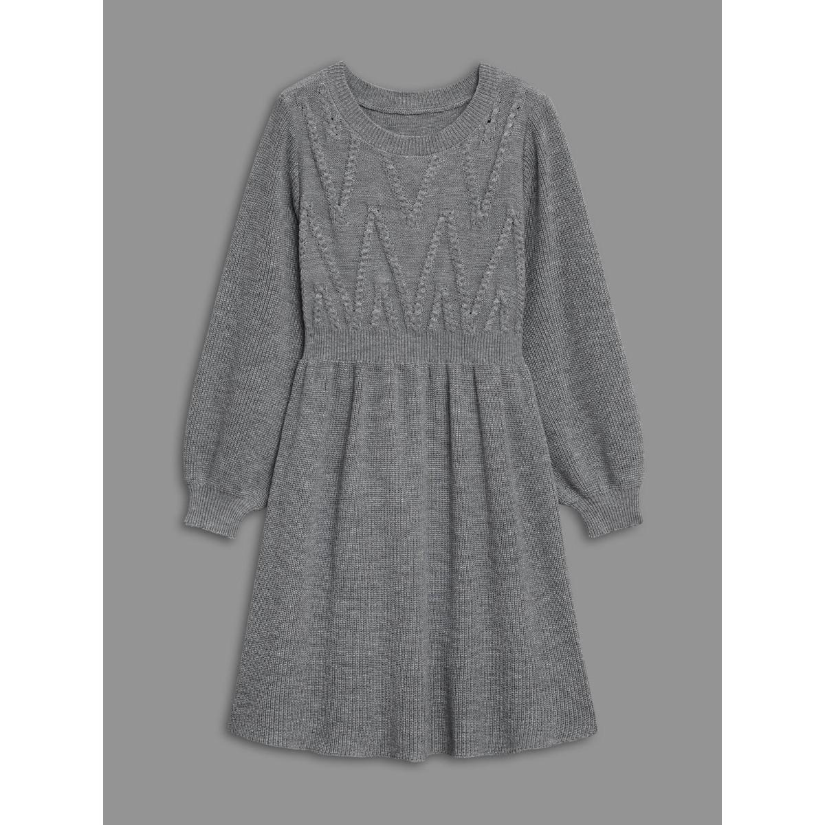 Plus Size Cable Knit Elastic Waist Midi Sweater Dress DarkGray Women Elegant Bodycon Long Sleeve Everyday Sweater Dresses BloomChic 26/4X Product Image