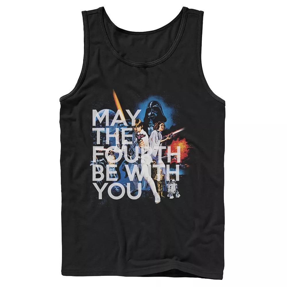 Men's Star Wars May The Fourth Be With You Vintage Movie Poster Tank Top, Size: Large, Black Product Image