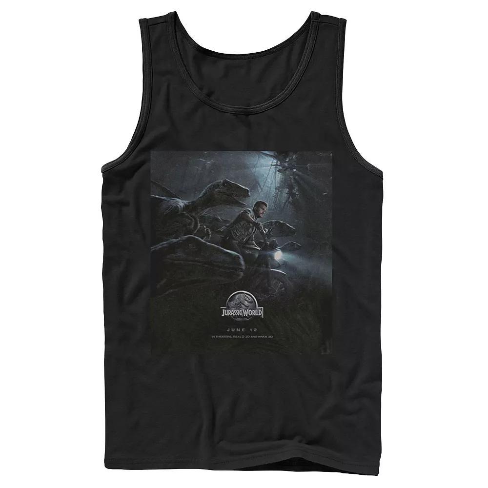 Men's Jurassic Park Velociraptor Tears Through Tank Top, Size: Small, Blue Product Image
