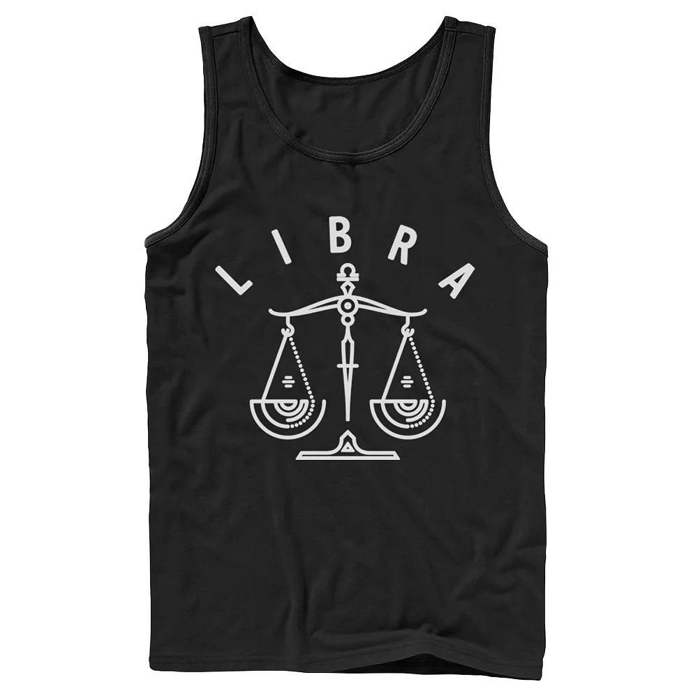 Men's Libra Scale White Ink Sketch Tank Top, Size: XL, Black Product Image