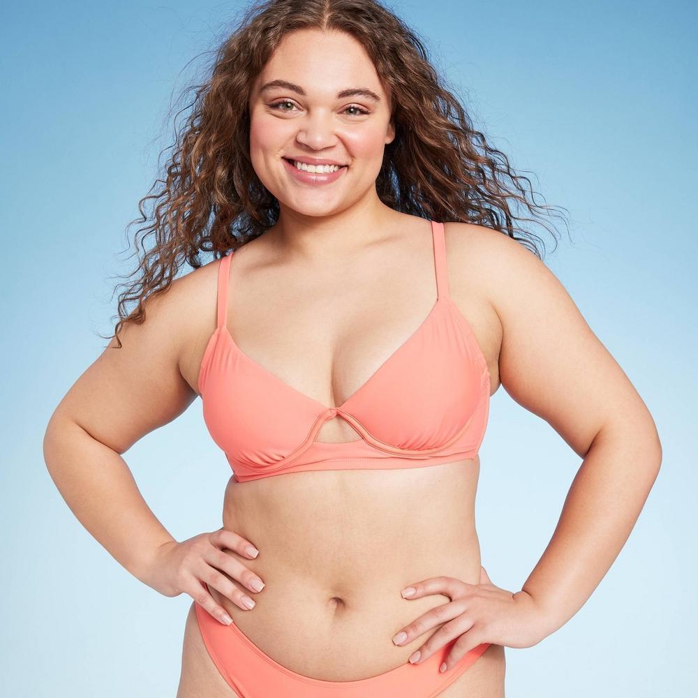 Womens Plunge Underwire Bikini Top - Shade & Shore Coral Pink 36DD Product Image