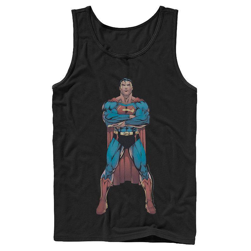 Men's DC Comics Superman Power Stance Comic Poster Tank Top, Size: XL, Black Product Image