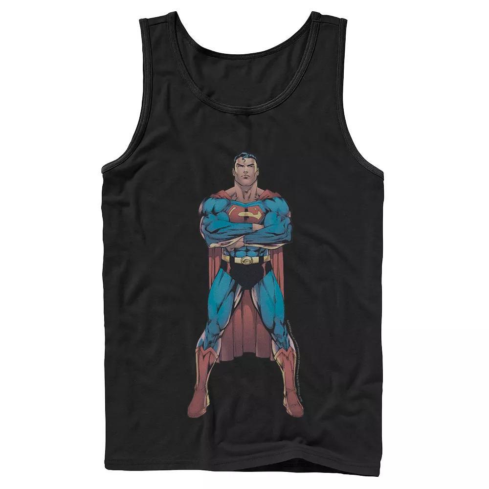 Men's DC Comics Superman Power Stance Comic Poster Tank Top, Size: XL, Black Product Image