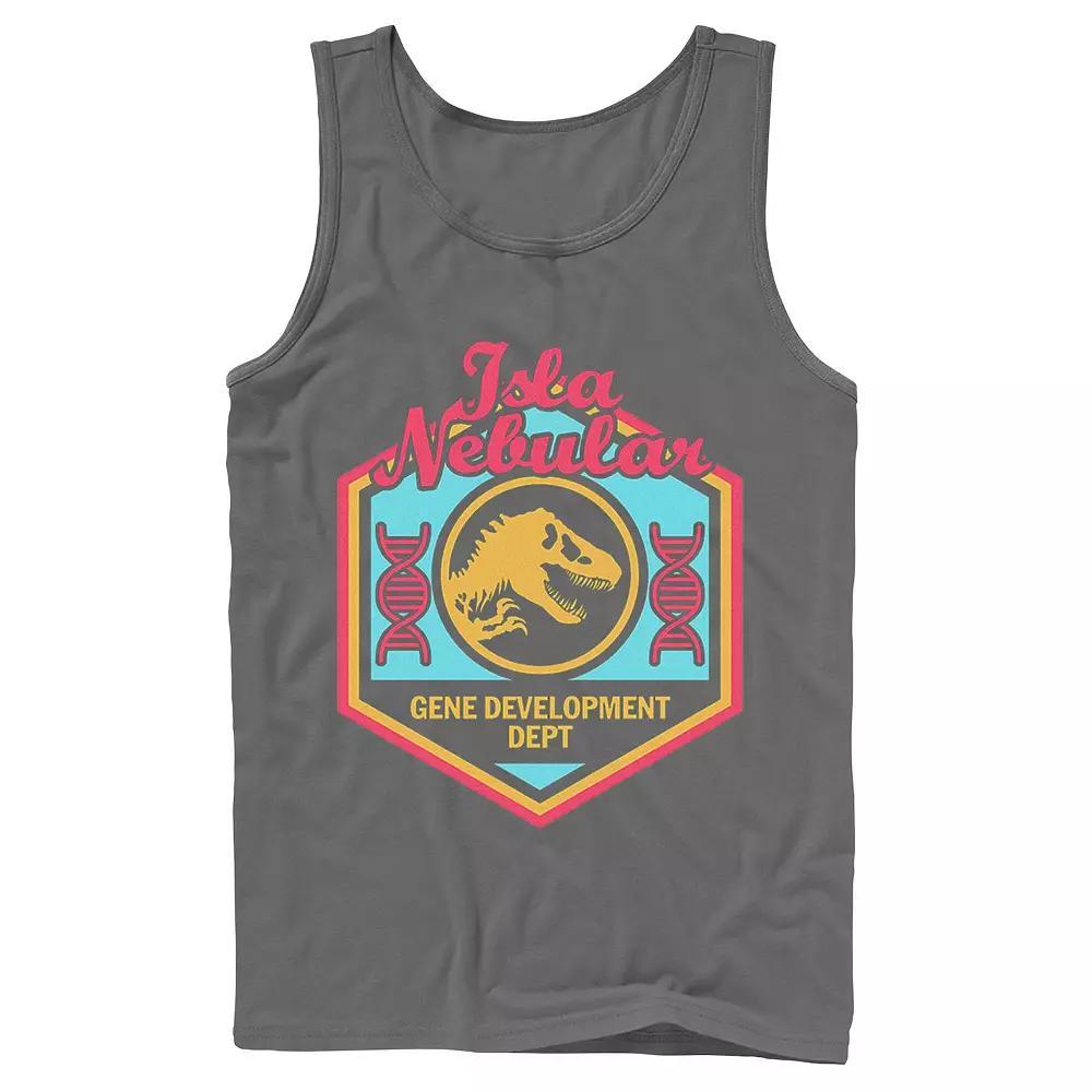 Men's Jurassic World Isla Nebular Gene Dept. Badge Tank Top, Size: Large, Black Product Image