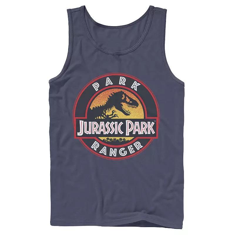 Mens Jurassic Park Ranger Danger Orange Gradient Icon Graphic Tank Top Athletic Grey Product Image