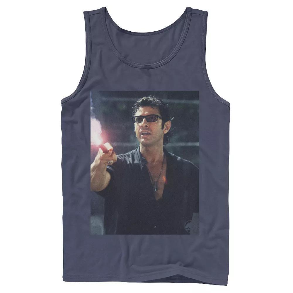 Men's Jurassic Park Ian Malcolm Road Flare Photo Graphic Tank Top, Size: Large, Athletic Grey Product Image