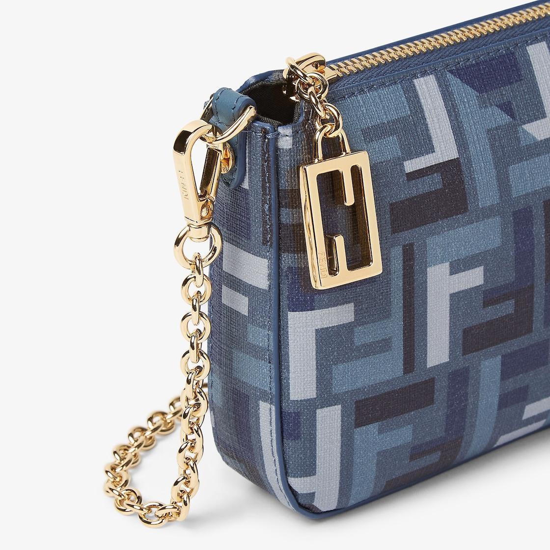 Baguette PouchBlue FF fabric pouch with chain Product Image