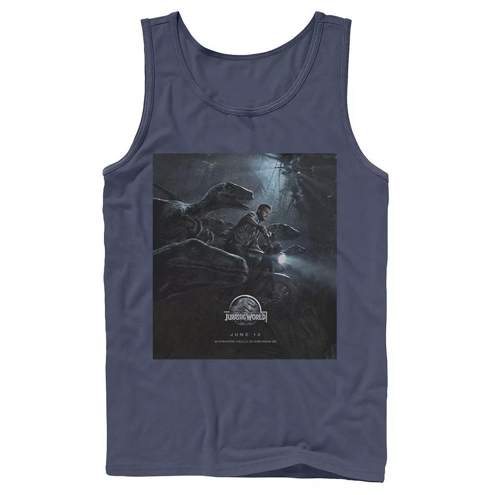 Men's Jurassic Park Velociraptor Tears Through Tank Top, Size: Small, Blue Product Image