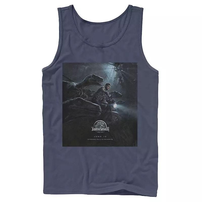 Men's Jurassic Park Velociraptor Tears Through Tank Top, Size: Small, Blue Product Image