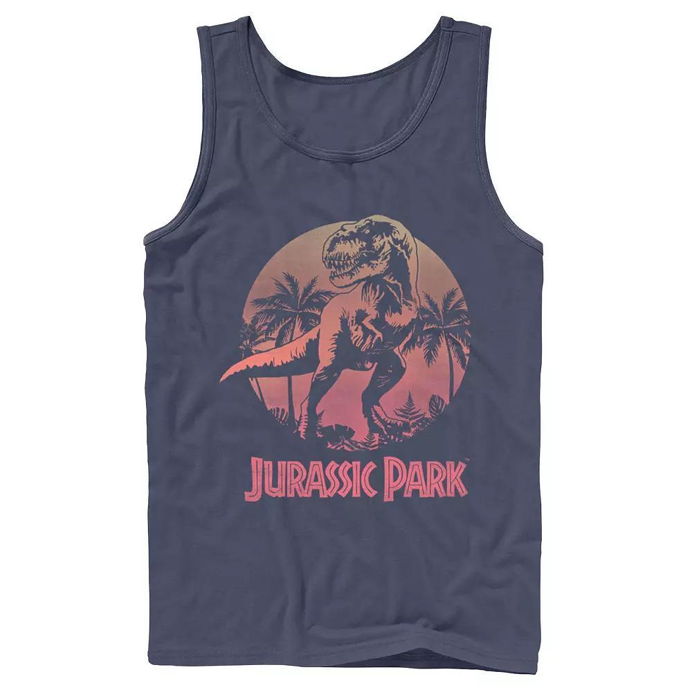 Men's Jurassic Park T-Rex Gradient Sunset Tank Top, Size: Small, Grey Product Image
