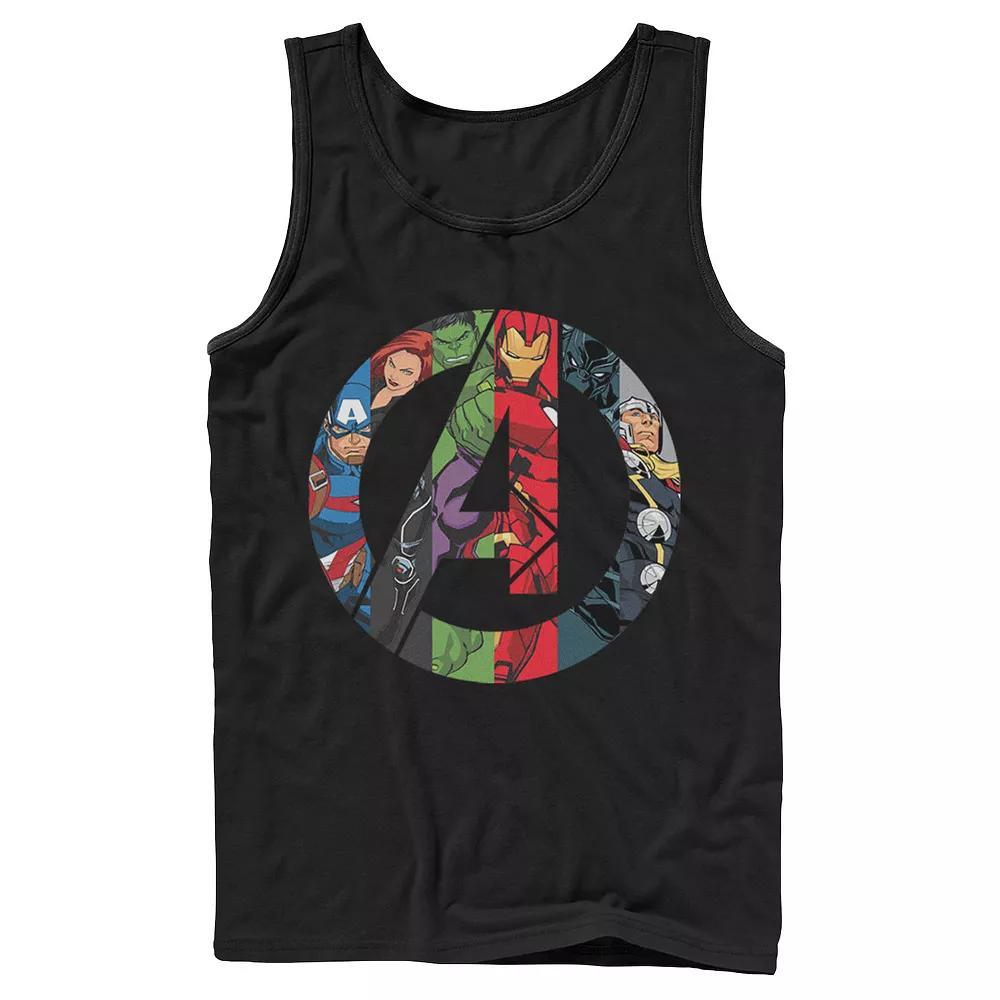 Men's Marvel Avengers Group Shot Comic Fill Logo Tank Top, Size: XL, Black Product Image