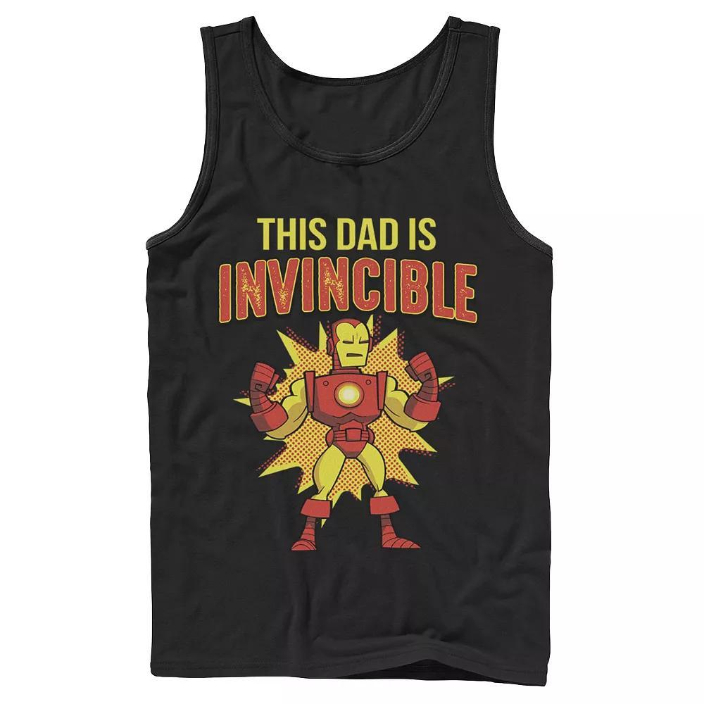 Men's Marvel Father's Day Retro Iron Man This Dad Is Invincible Tank Top, Size: XL, Black Product Image