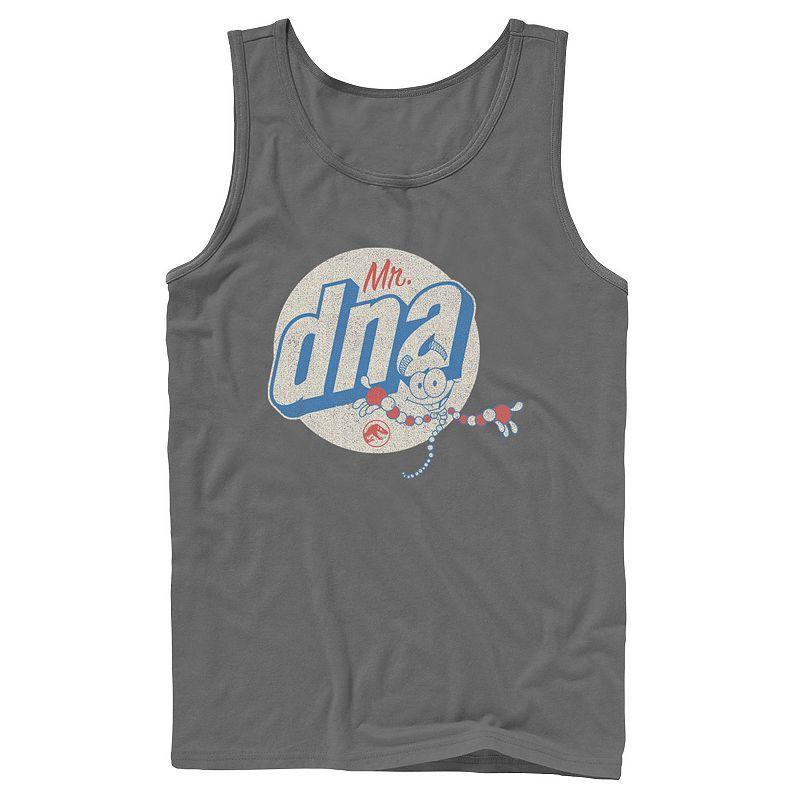 Men's Jurassic World Vintage Mr. DNA Logo Tank Top, Size: XL, Grey Product Image