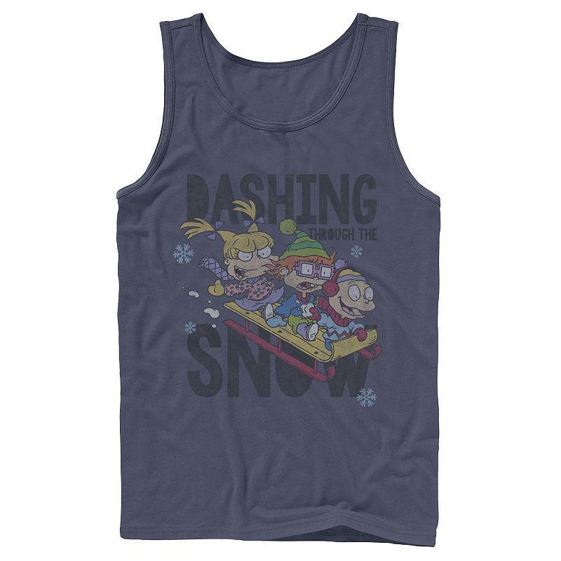 Men's Nickelodeon Rugrats Trio Dashing Through The Snow Sled Graphic Tank Top, Size: Large, White Product Image