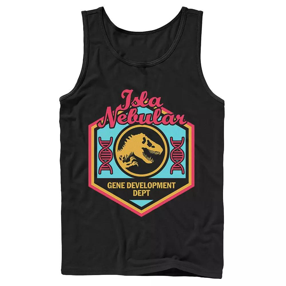 Men's Jurassic World Isla Nebular Gene Dept. Badge Tank Top, Size: Large, Black Product Image