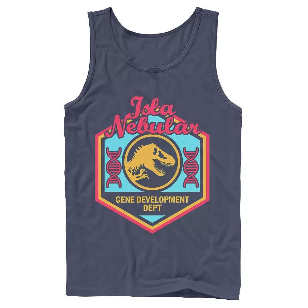 Men's Jurassic World Isla Nebular Gene Dept. Badge Tank Top, Size: Large, Black Product Image