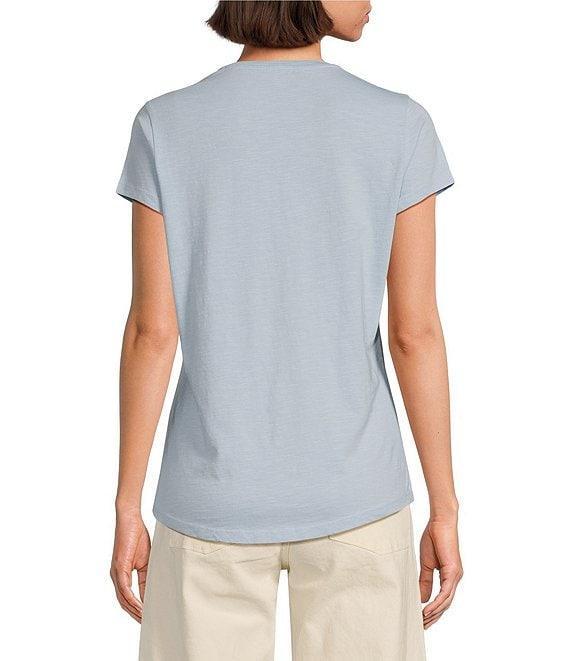 Reba Arizona Jersey Knit V-Neck Short Sleeve Embroidered Shirt Product Image