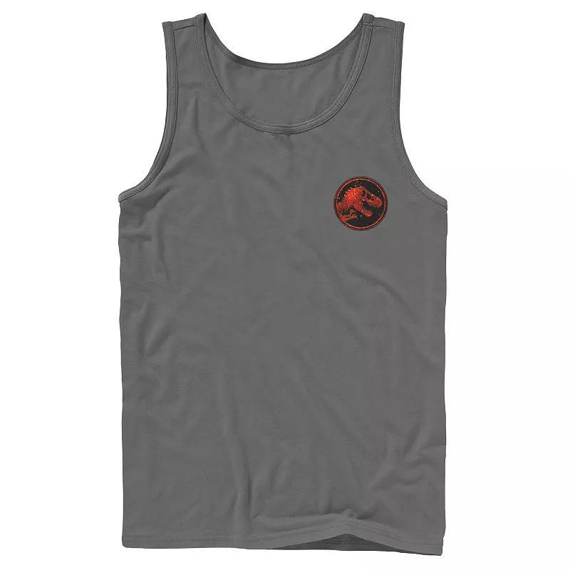 Men's Jurassic World Two T-Rex Magma Pocket Icon Tank Top, Size: Large, Athletic Grey Product Image