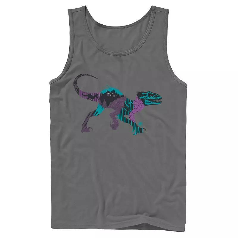 Men's Jurassic Park Tilted Retro Grid Logo Tank Top, Size: Small, Blue Product Image