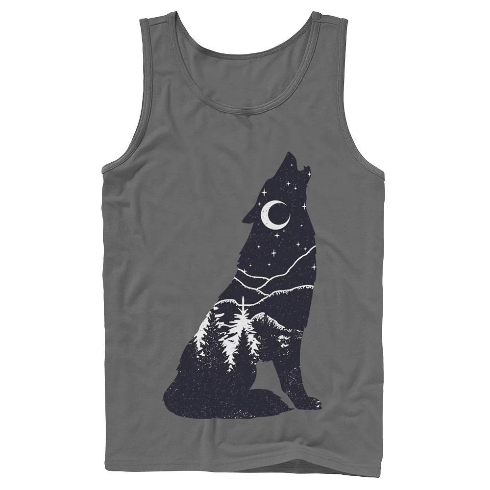 Men's Wolf Howl Silhouette Fill Tank Top, Size: Small, Blue Product Image