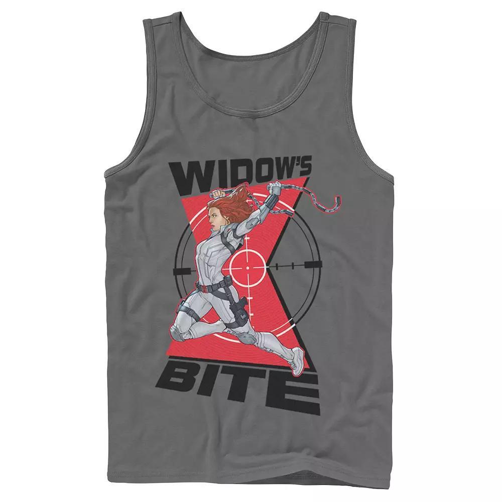 Mens Marvel Black Widow Animated Action Pose Tank Top Grey Product Image