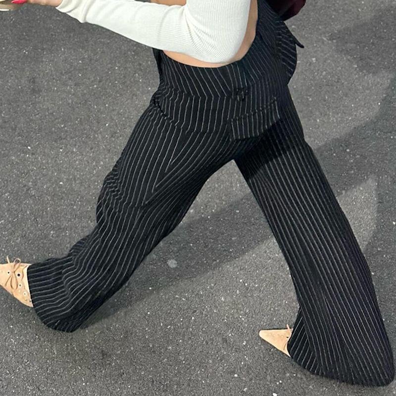 Low Rise Striped Bootcut Pants Product Image