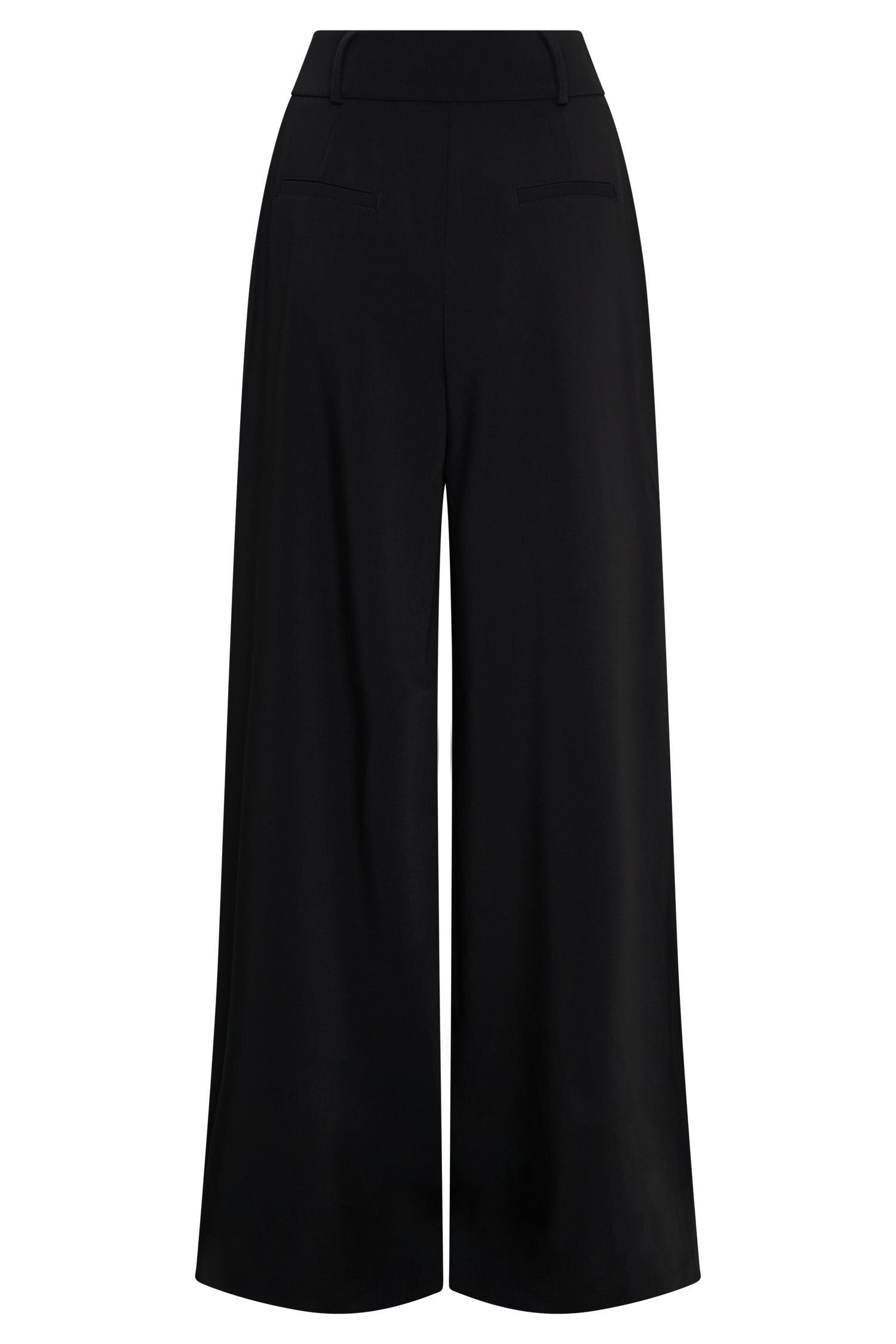 Jacqueline Pleated Wide Leg Pants - Black Product Image