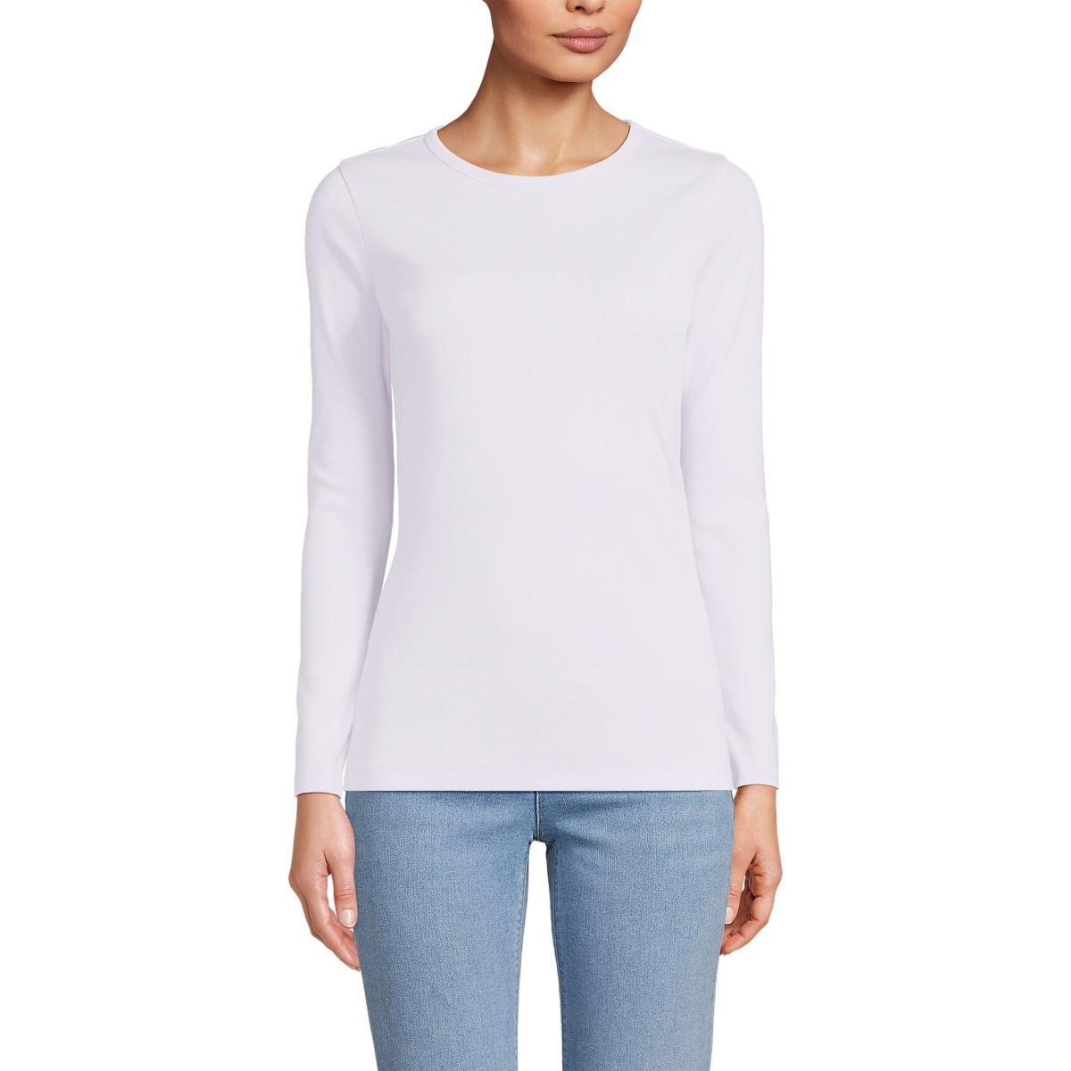 Womens Lands End Cotton Crewneck Long-Sleeve Tee Product Image