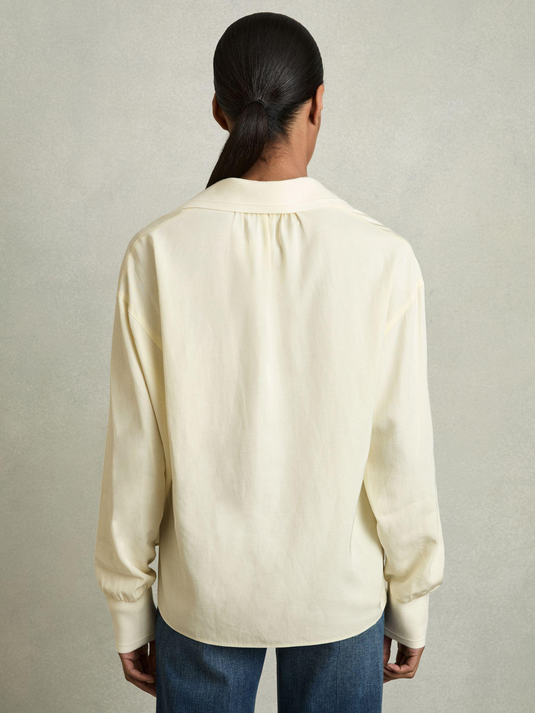 Overhead Open-Collar Shirt With Linen in Pale Yellow Product Image