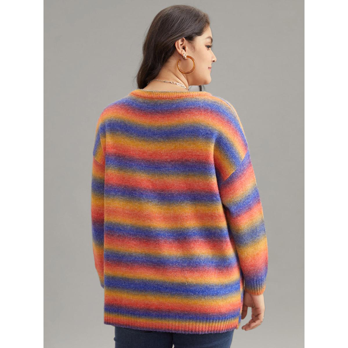 Plus Size Supersoft Essentials Colour Heather Contrast Pullover Multicolor Women Casual Loose Long Sleeve Round Neck Dailywear Pullovers BloomChic 12/L Product Image