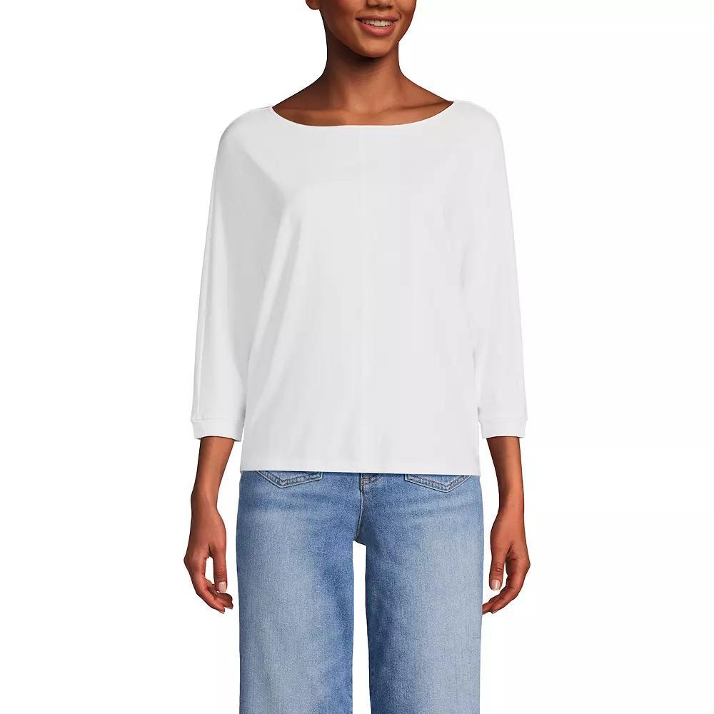 Women's Lands End Lightweight Jersey Boatneck Dolman Sleeve Top, Size: Medium, White Product Image