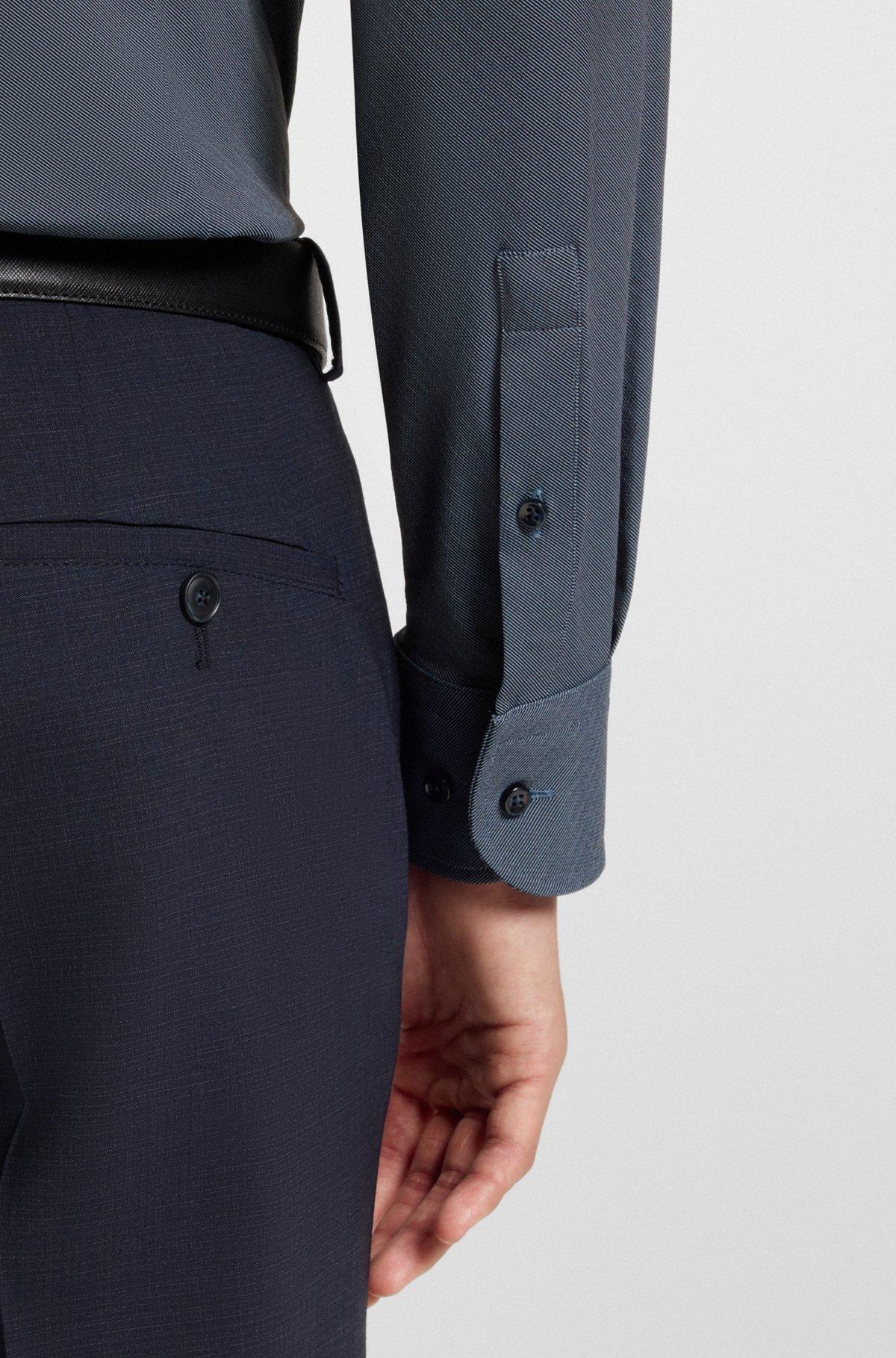 BOSS - Printed slim-fit shirt in performance-stretch fabric - Dark Blue Product Image